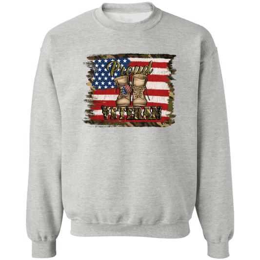 Proud Veteran Ladies Crewneck Pullover Sweatshirt