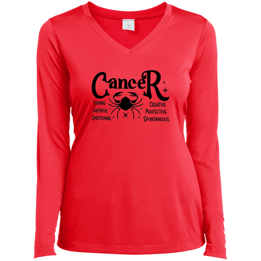 Cancer Ladies’ Long Sleeve Performance V-Neck Tee
