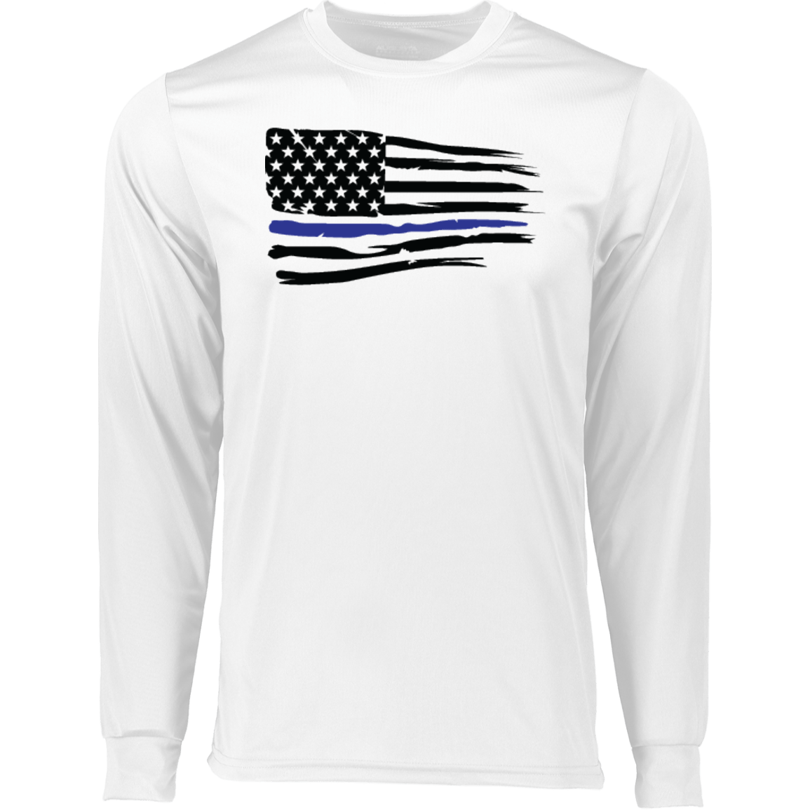 Horizontal Police Flag  Men's Long Sleeve Moisture-Wicking Tee