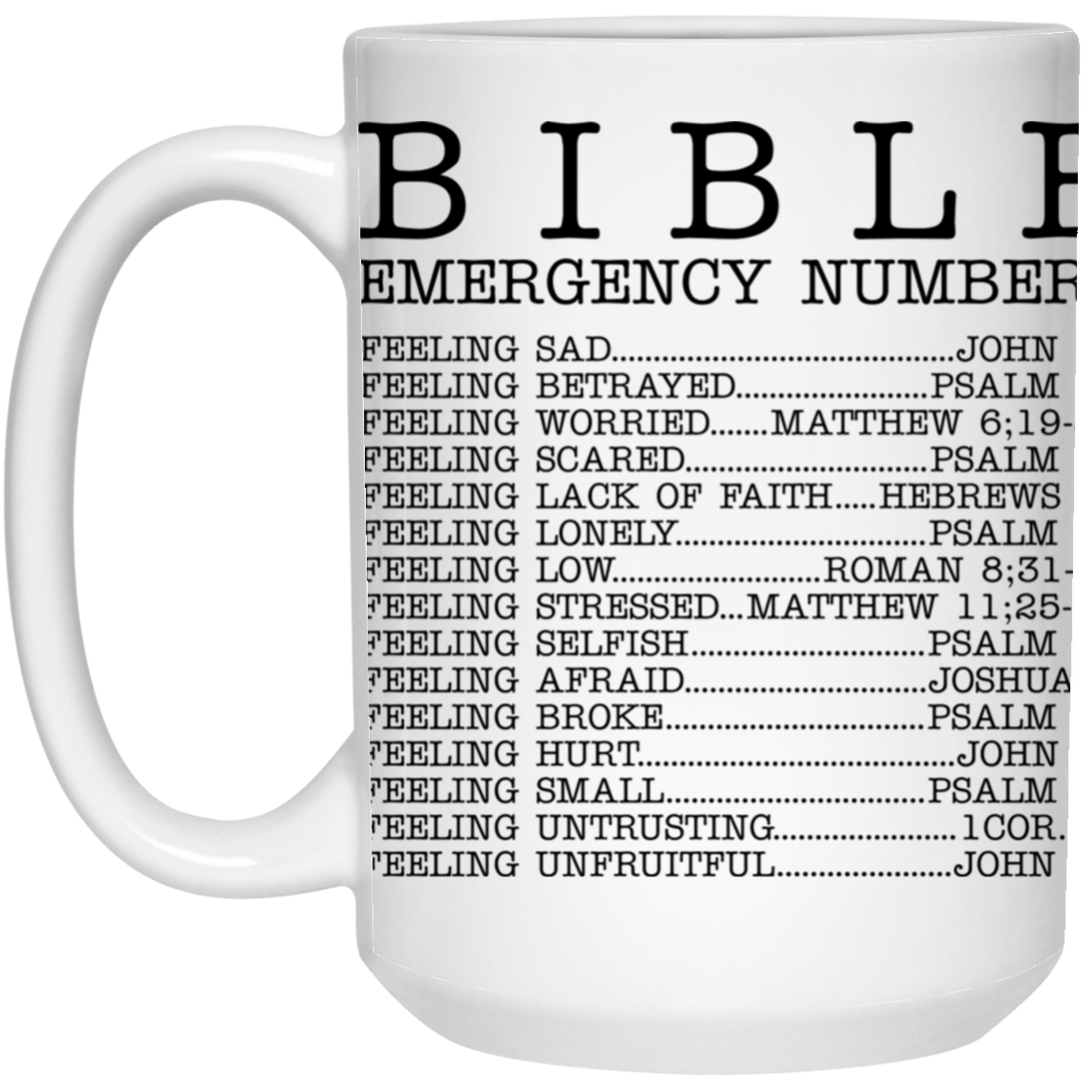 BIBLE Emergency numbers 15oz Mug