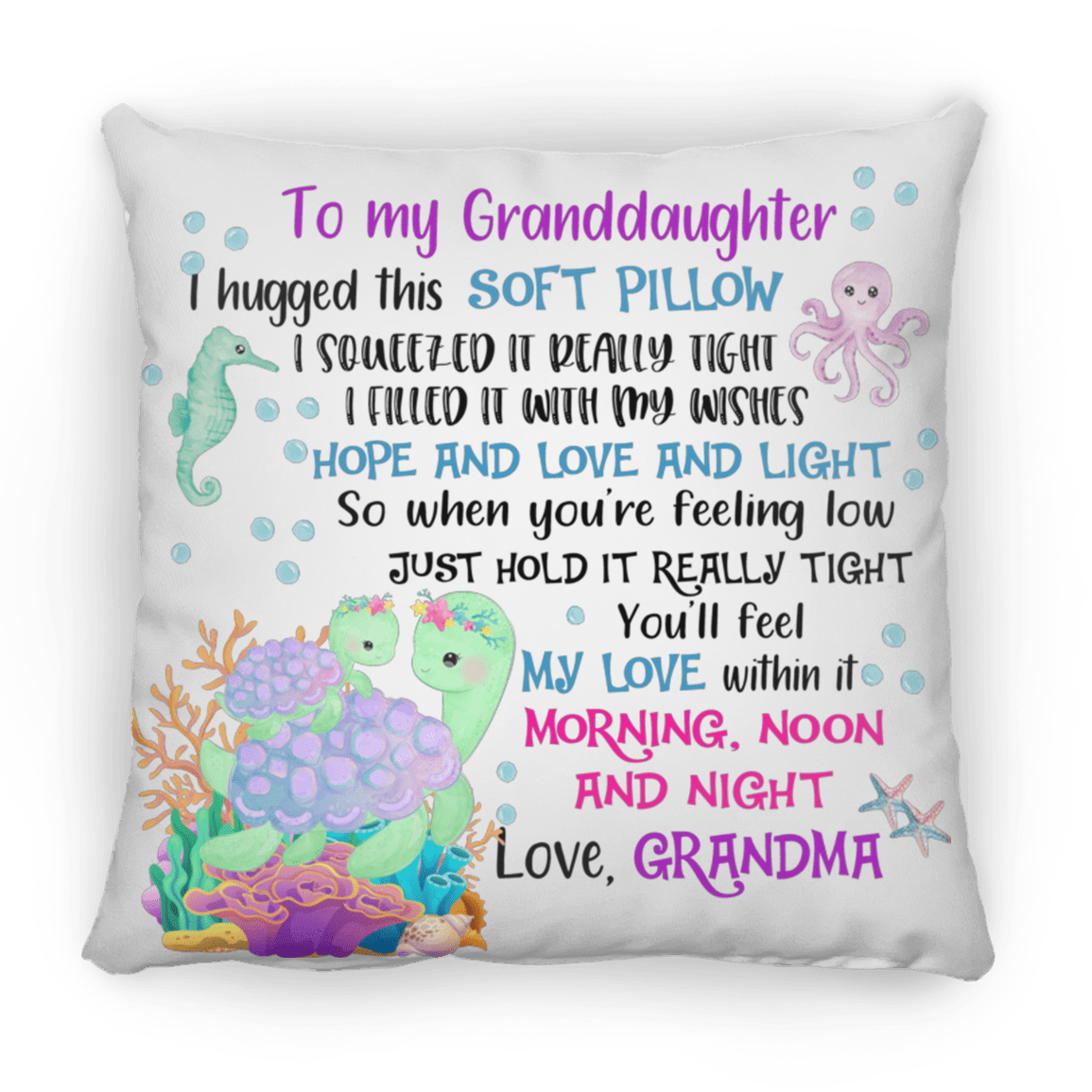 To My Granddaughter Large Square Pillow