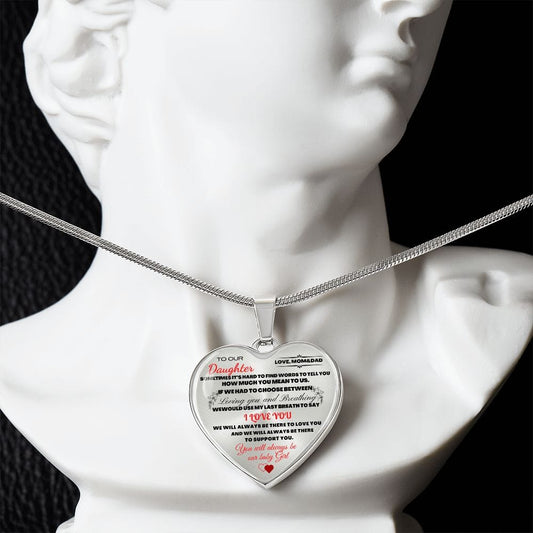 To Our Daughter Love Mom & Dad - Heart Pendant Necklace