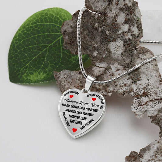 To My Daughter Love Mom - Heart Pendant Necklace