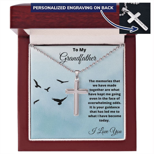 To My Grandfather-Personalized Cross Necklace