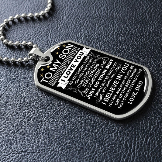 To My Son Dog Tag Necklace Love Dad