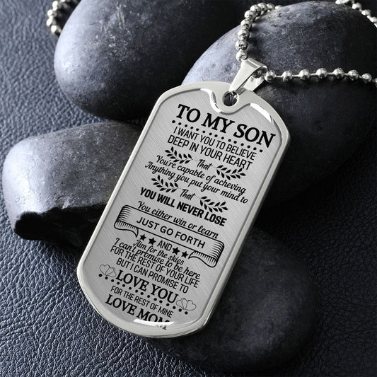 To My Son Dog Tag - Love Mom