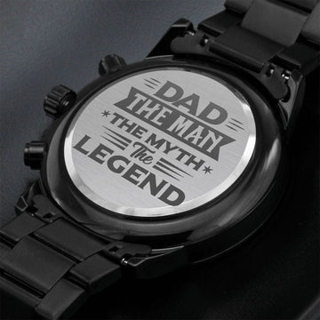 To My Dad - Engraved Design Black Chronograph Watch