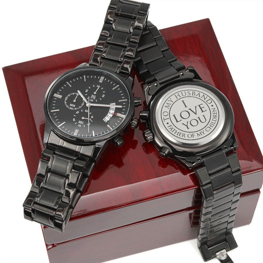To My Husband -Engraved Design Black