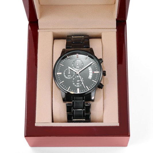 My Man - Engraved Design Black Chronograph Watch