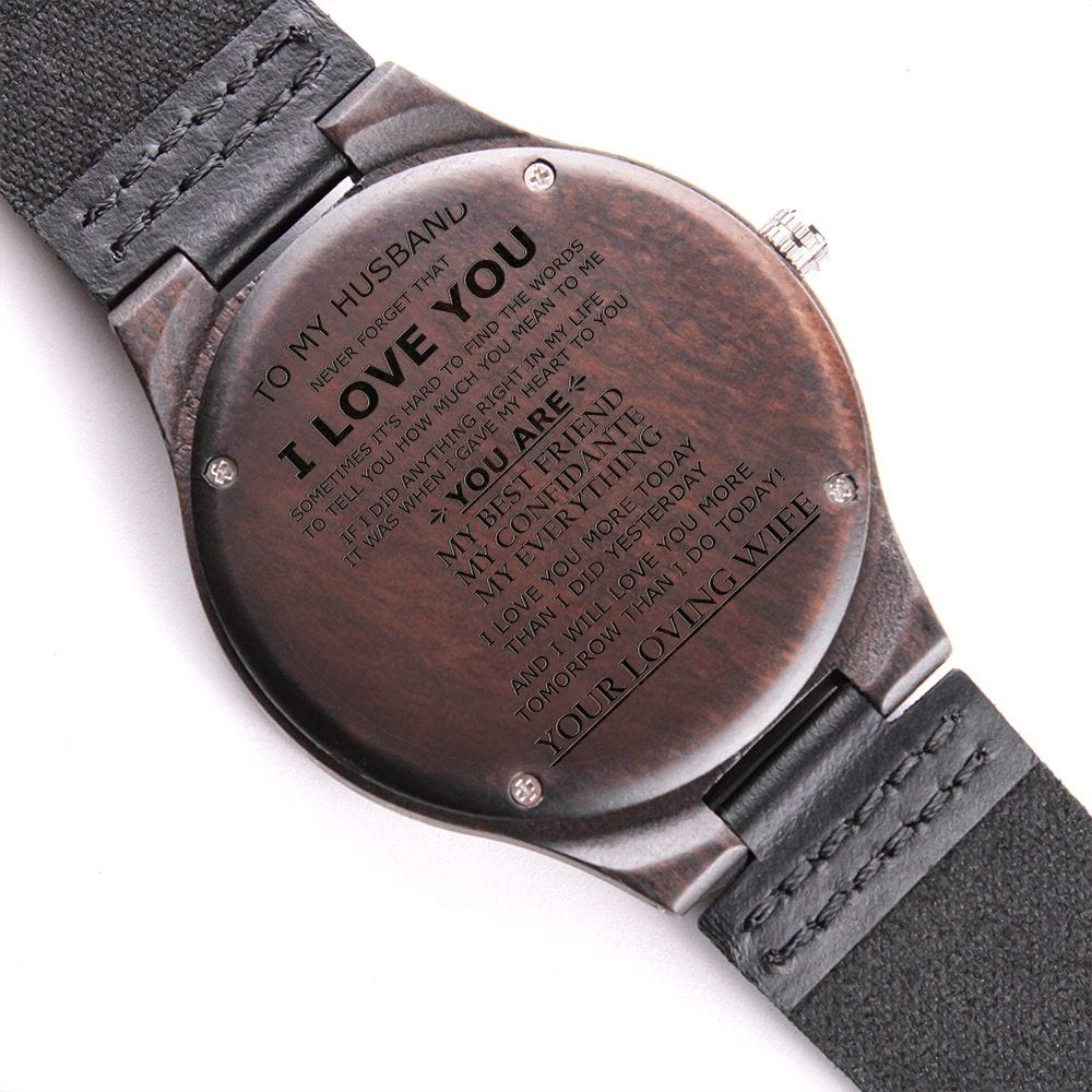 To My Husband - Engraved Wooden Watch