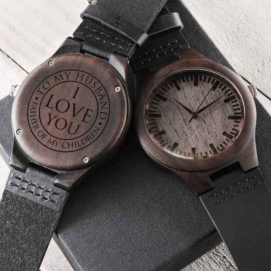 To My Husband - Engraved Wooden Watch