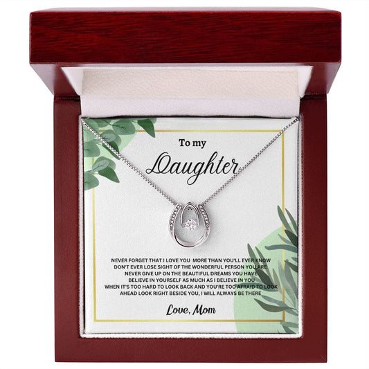 To My Daughter Lucky in Love Necklace - Love Mom