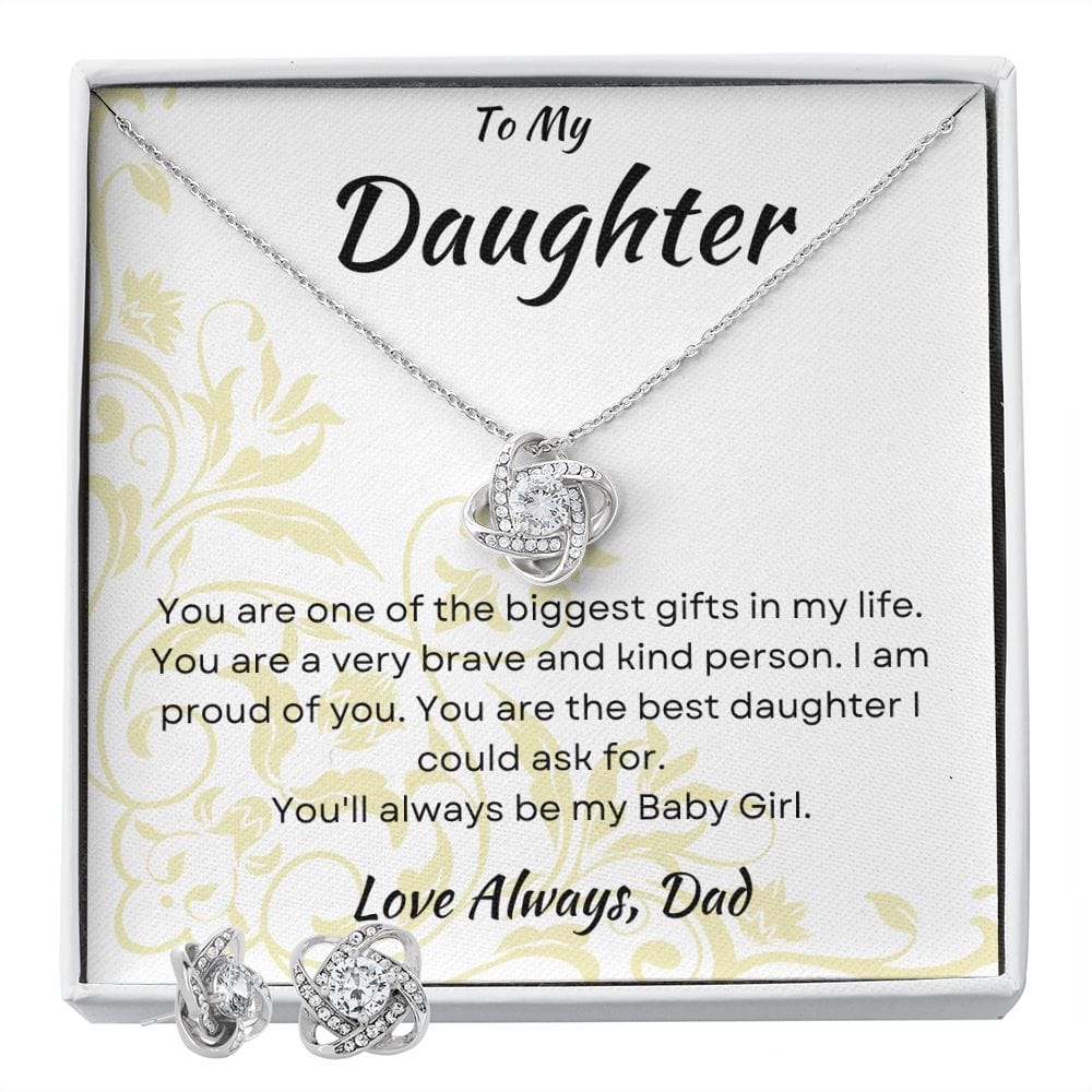 To my Daughter Love Dad- Love Knot w/earrings