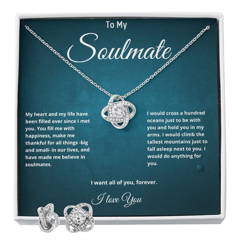 To My Soulmate -Love Knot earrings & necklace