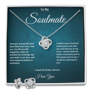 To My Soulmate -Love Knot earrings & necklace