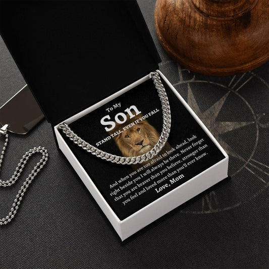 To My Son Cuban Link Necklace Love Mom