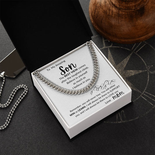 To My Amazing Son Love Mom- Cuban Link Necklace