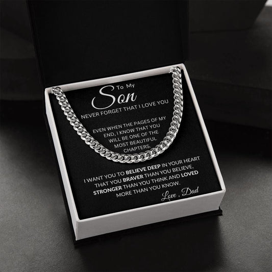 To My Son Love Dad- Cuban Link Necklace