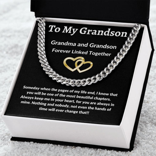 To My Grandson Love Grandma - Cuban Link Necklace