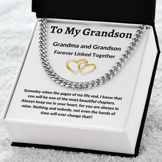 To My Grandson Love Grandma - Cuban Link Necklace