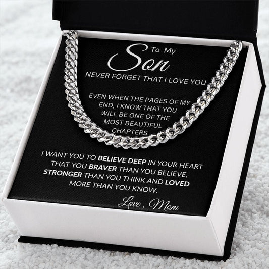 To My Son Love Mom - Cuban Link Necklace