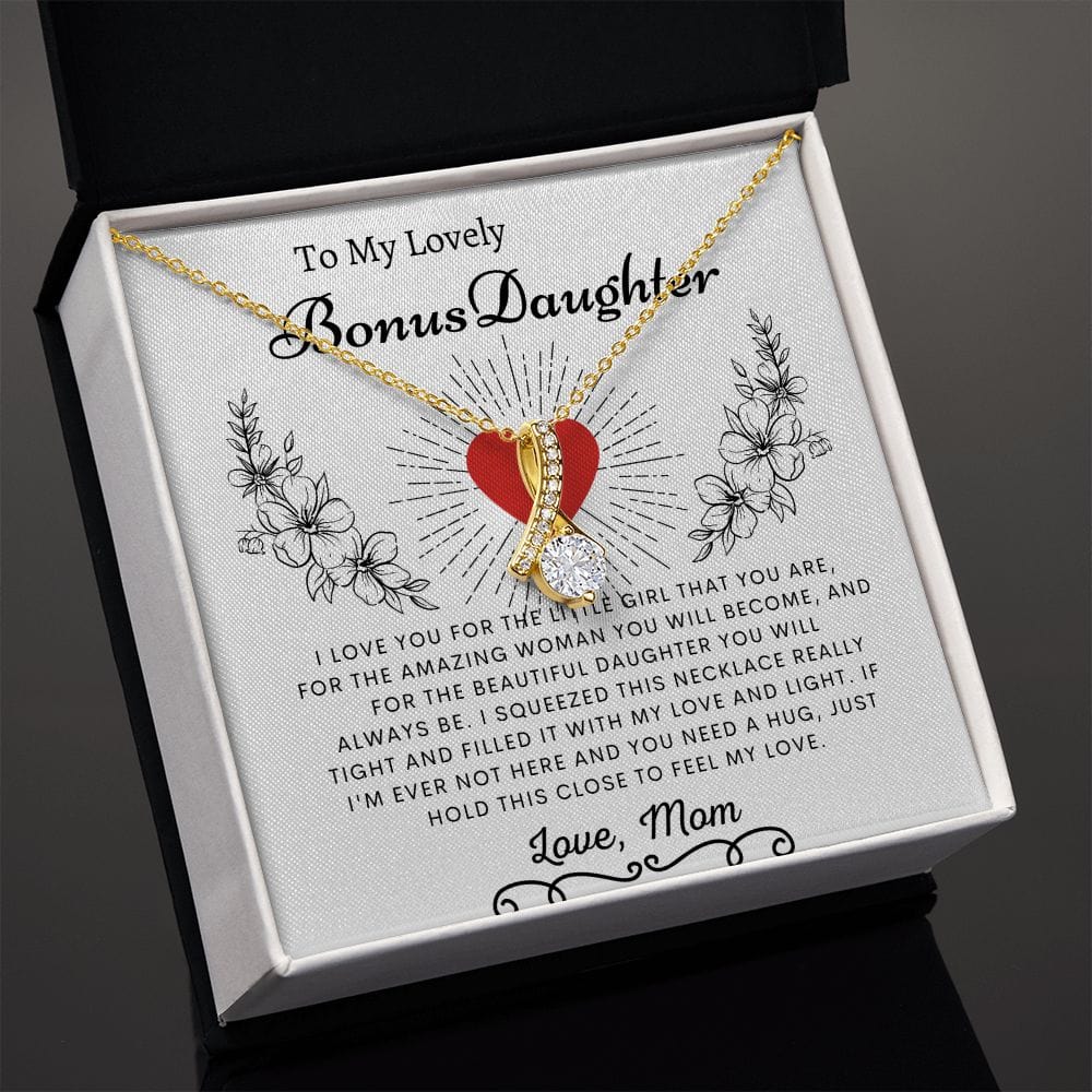 To My Lovely Bonus Daughter Love Mom - Alluring Beauty Necklace