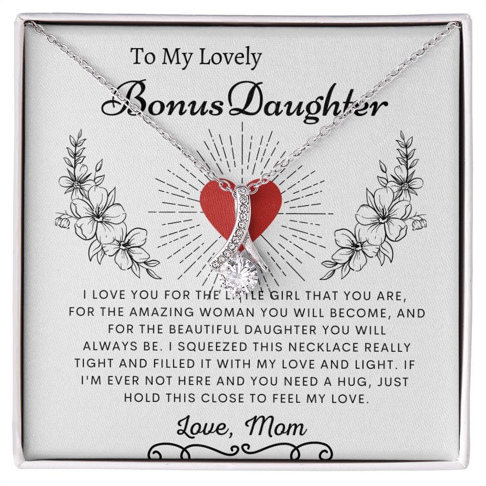 To My Lovely Bonus Daughter Love Mom - Alluring Beauty Necklace