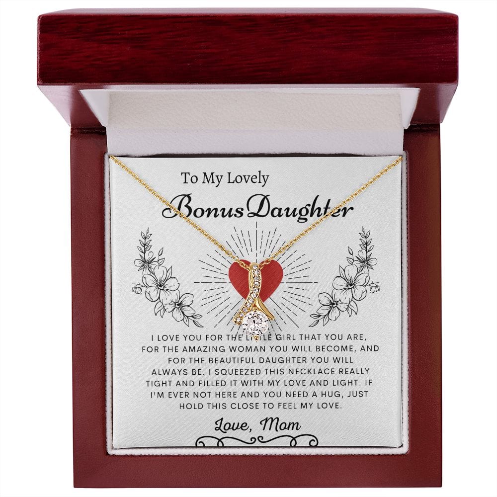 To My Lovely Bonus Daughter Love Mom - Alluring Beauty Necklace