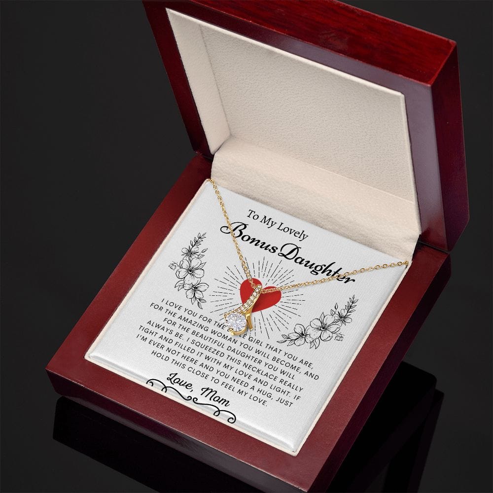 To My Lovely Bonus Daughter Love Mom - Alluring Beauty Necklace