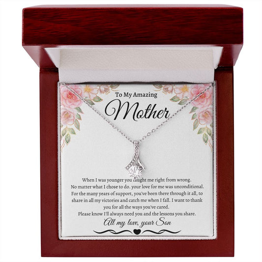 To My Amazing Mother Love Son - Alluring Beauty Necklace