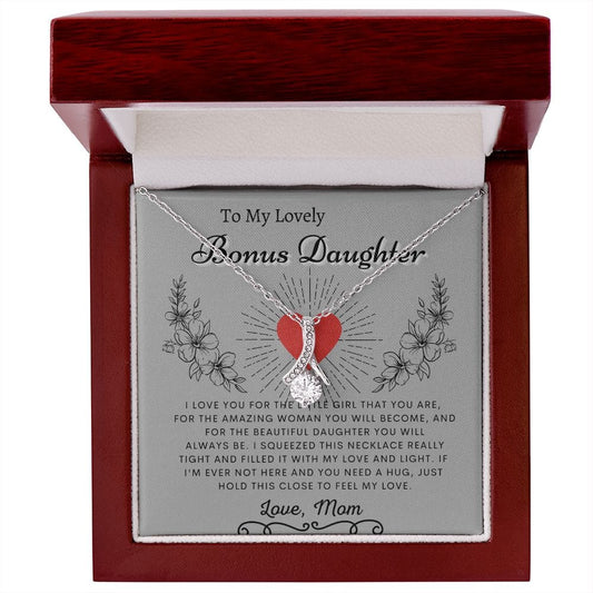 To My Lovely Bonus Daughter Love Mom - Alluring Beauty Necklace