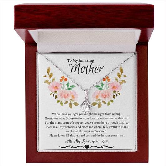 To My Amazing Mother Love Son - Alluring Beauty Necklace