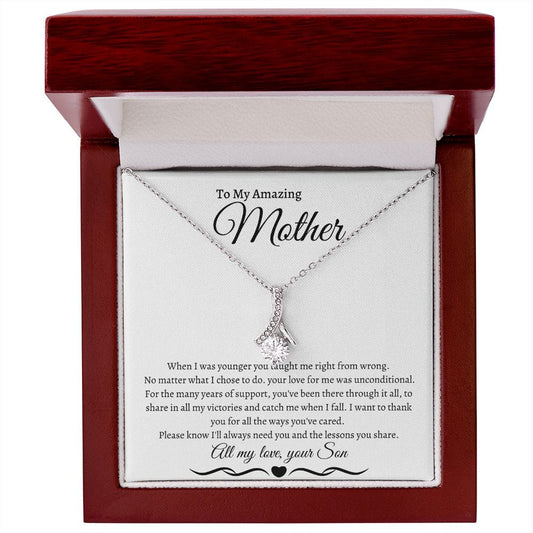 To My Amazing Mother Love Son - Alluring Beauty Necklace
