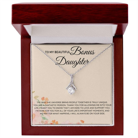 To My  Beautiful Bonus Daughter - Alluring Beauty Necklace