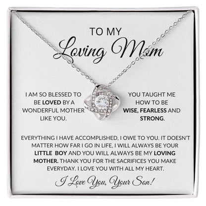 To My Loving Mother Love Son - Love Knot Necklace
