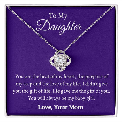 To My Daughter Love Mom - Love Knot Necklace
