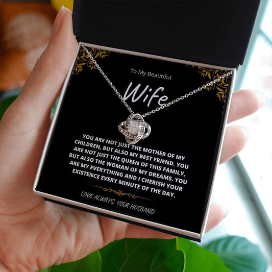 To My Beautiful Wife- Love Knot Necklace