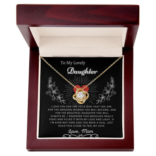 To My Lovely Daughter Love Mom- Love Knot Necklace