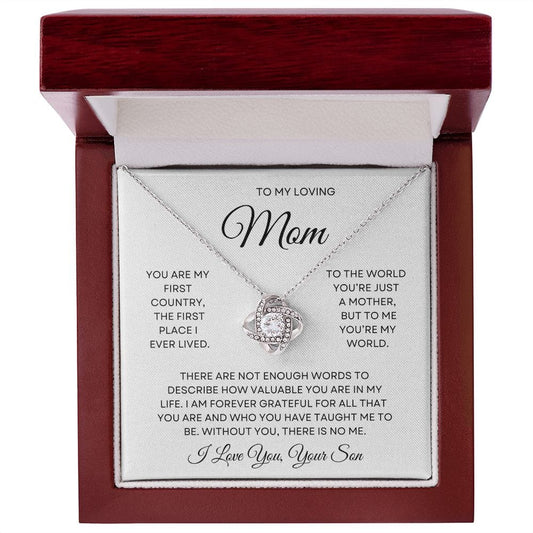 To My Loving Mom Love Your Son - Love Knot Necklace
