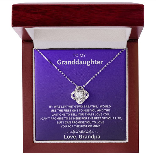 To My Granddaughter Love Grandpa-Love knot Necklace