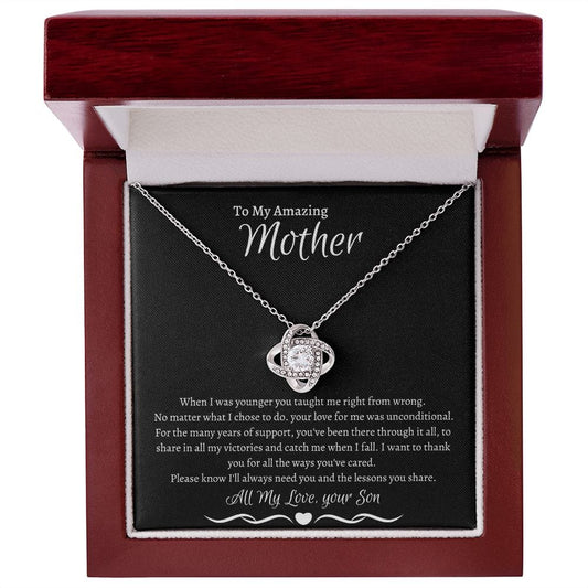 To My Amazing Mother Love Son - Love knot Necklace