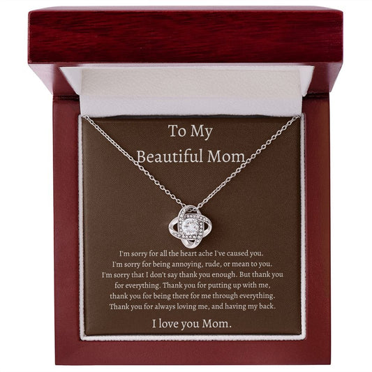 To My Beautiful Mom -Love Knot necklace