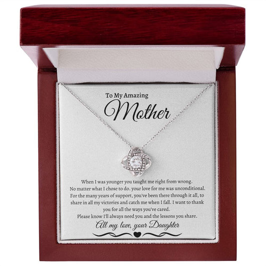 To My Amazing Mother Love Daughter - Love Knot Necklace