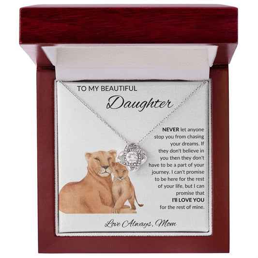 To My Beautiful Daughter Love Mom - Love Knot Necklace