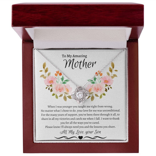 To My Amazing Mother Love Son - Love Knot Necklace