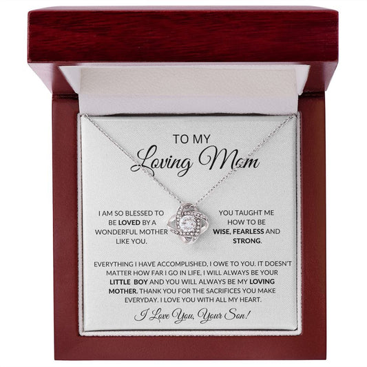 To My Loving Mother Love Son - Love Knot Necklace