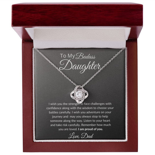 To My Badass Daughter Love Dad - Love Knot Necklace