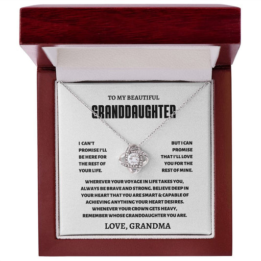 To MY Beautiful Granddaughter Love Grandma - Love Knot Necklace