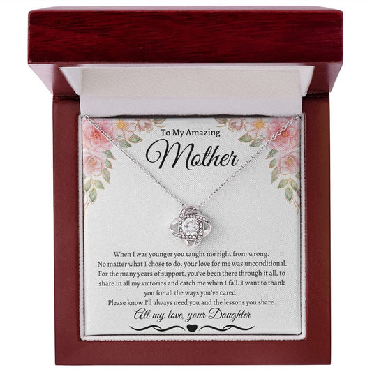 To My Amazing Mother Love Daughter - Love Knot Necklace