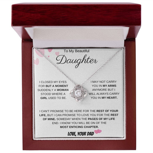 To My Beautiful Daughter Love Dad- Love Knot Necklace